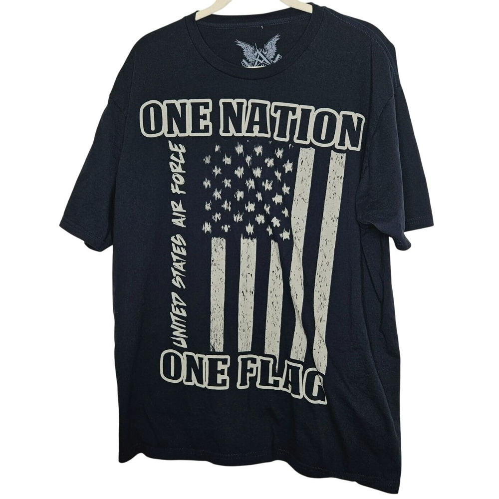 APPRIME Courage‎ Above All Navy Blue Graphic USA Flag Patriotic T-Shirt 2XL